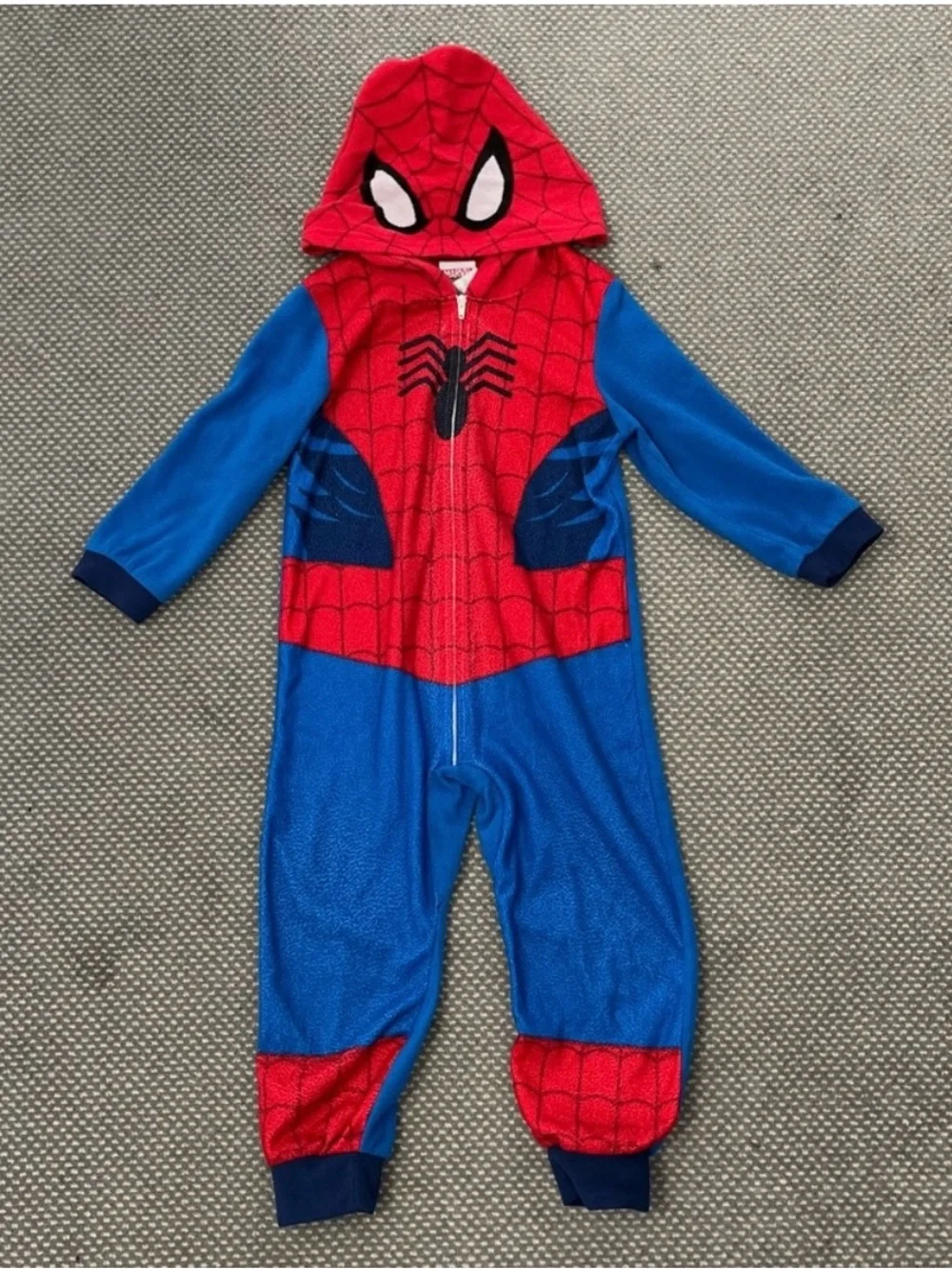 Kids Spider Man Hooded One-Piece Pajama or Costume- Red & Blue